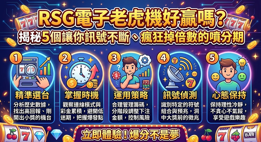 RSG電子老虎機好贏嗎？揭秘5個讓你訊號不斷、瘋狂掉倍數的噴分期